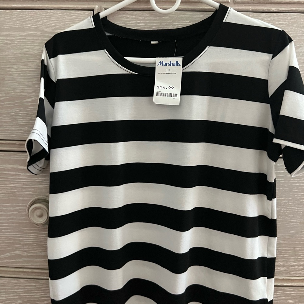 Marshalls Black & White Horizontal Stripe Short Sleeve Tee
